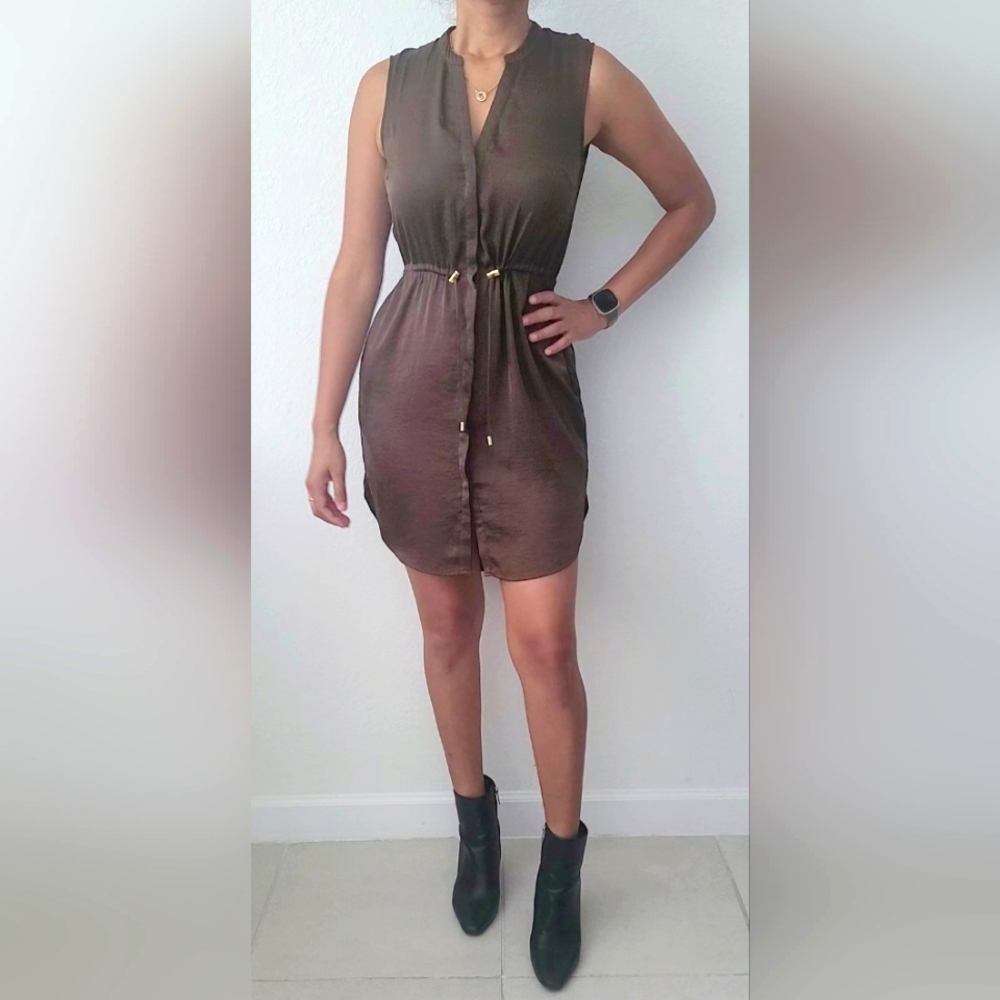 Dark Green, Tie Waist, Sleeveless Dress from H&M